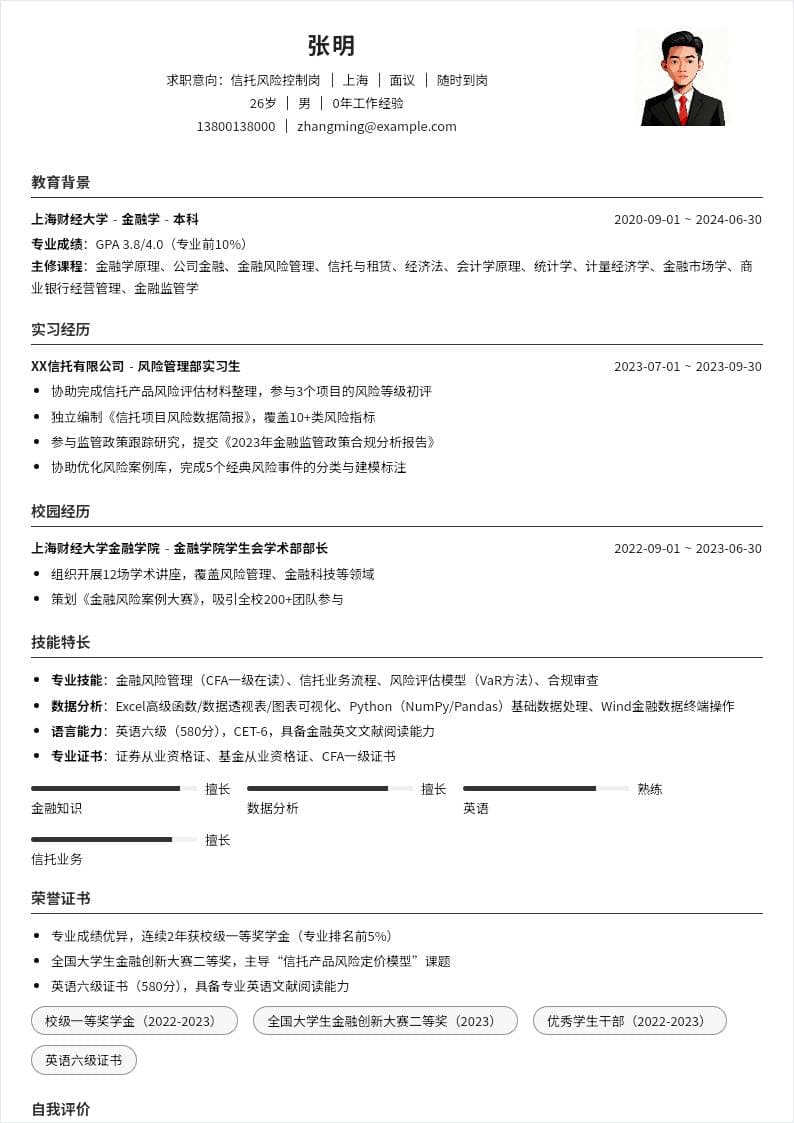 信托风险控制 | 校招