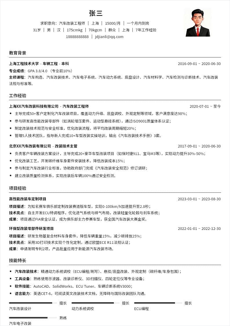 汽车改装工程师 | 社招