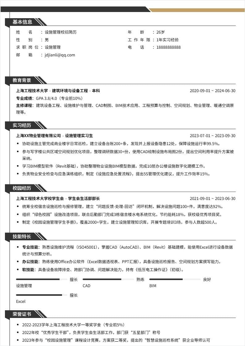 设施管理 | 校招